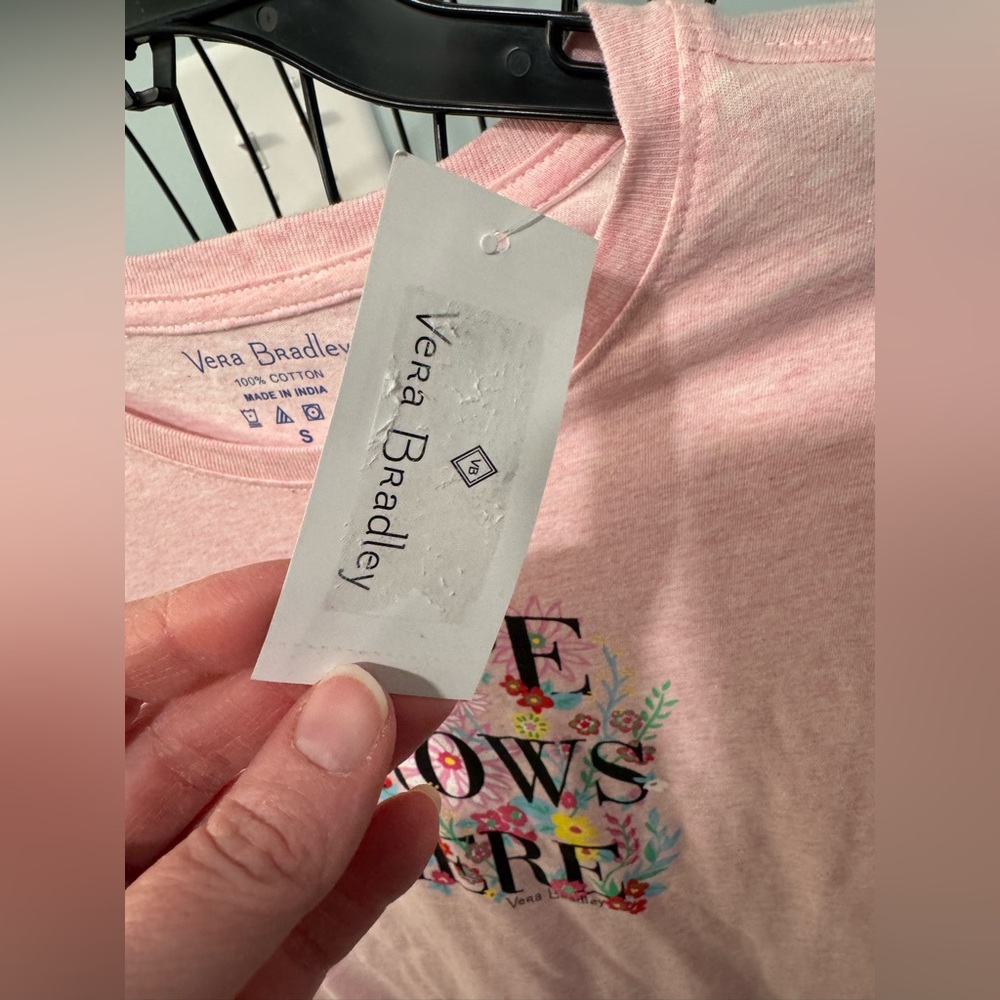 Vera Bradley Pink “Hope Grows Here” long sleeve t shirt Women’s Small S Flowers - Picture 6 of 10